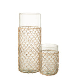 Vase Tricot J-Line en verre transparent, vue de face
