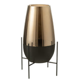 Vase Milan J-Line en verre doré, vue avant avec fleurs
