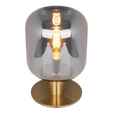 Verre Light Light "Alessio", 30 cm de haut, Ø 20 cm, métal de couleur or, verre fumé, E14