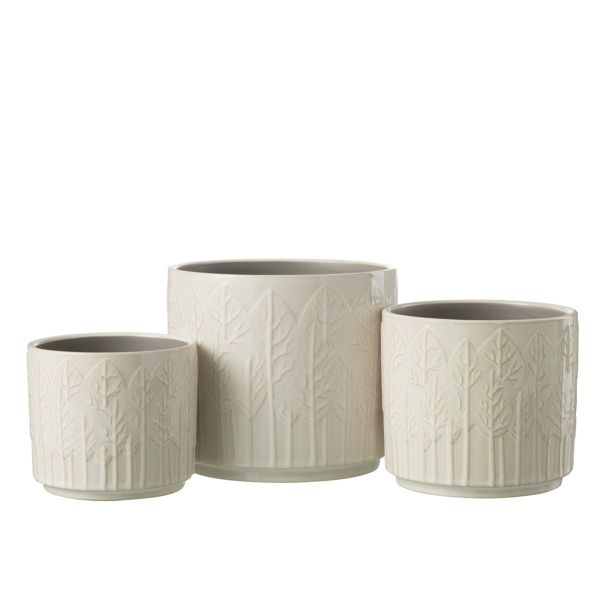 Détail du pot de fleurs J-Line en céramique blanche, vue 2