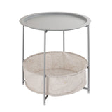 Tableau d'appoint Ø 47 H 51 Métal 2e choix Round avec compartiment de rangement Terrasse de table de table de jardin en alberta