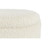 Pouf coffre J-Line en teddy - polyester - blanc