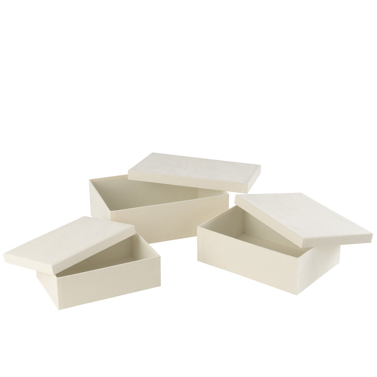 Boîte J-Line rectangulaire en velours blanc, vue de face