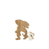 Figurine Rabbit Profile Silhouette en bois blanc et naturel, vue de profil