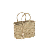 Sac de plage J-Line en jute naturel avec coquillages, vue de face
