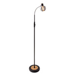 Lampe à lampe en verre "Fumoso", lampadaire en métal et en verre en noir, avec douille E14, pour salle à manger, salon, hall ou bureau, lampadaire à l'intérieur, 150 cm de haut.