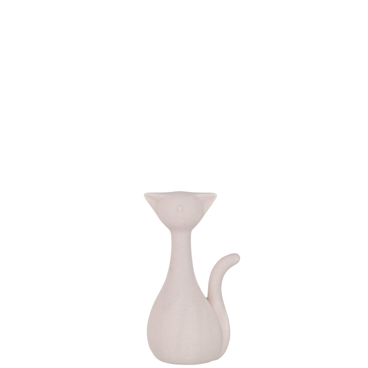 Figure Chat Minou en céramique rose clair de J-Line, vue de profil