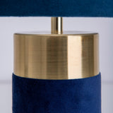 Lampe de table "Bordo" 32 cm de haut en métal et en velours en or et bleu, avec version E14, lampe pour salle à manger, salon, couloir ou bureau