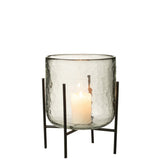 Lanterne J-Line Windlicht Standing en verre transparent avec structure en fer