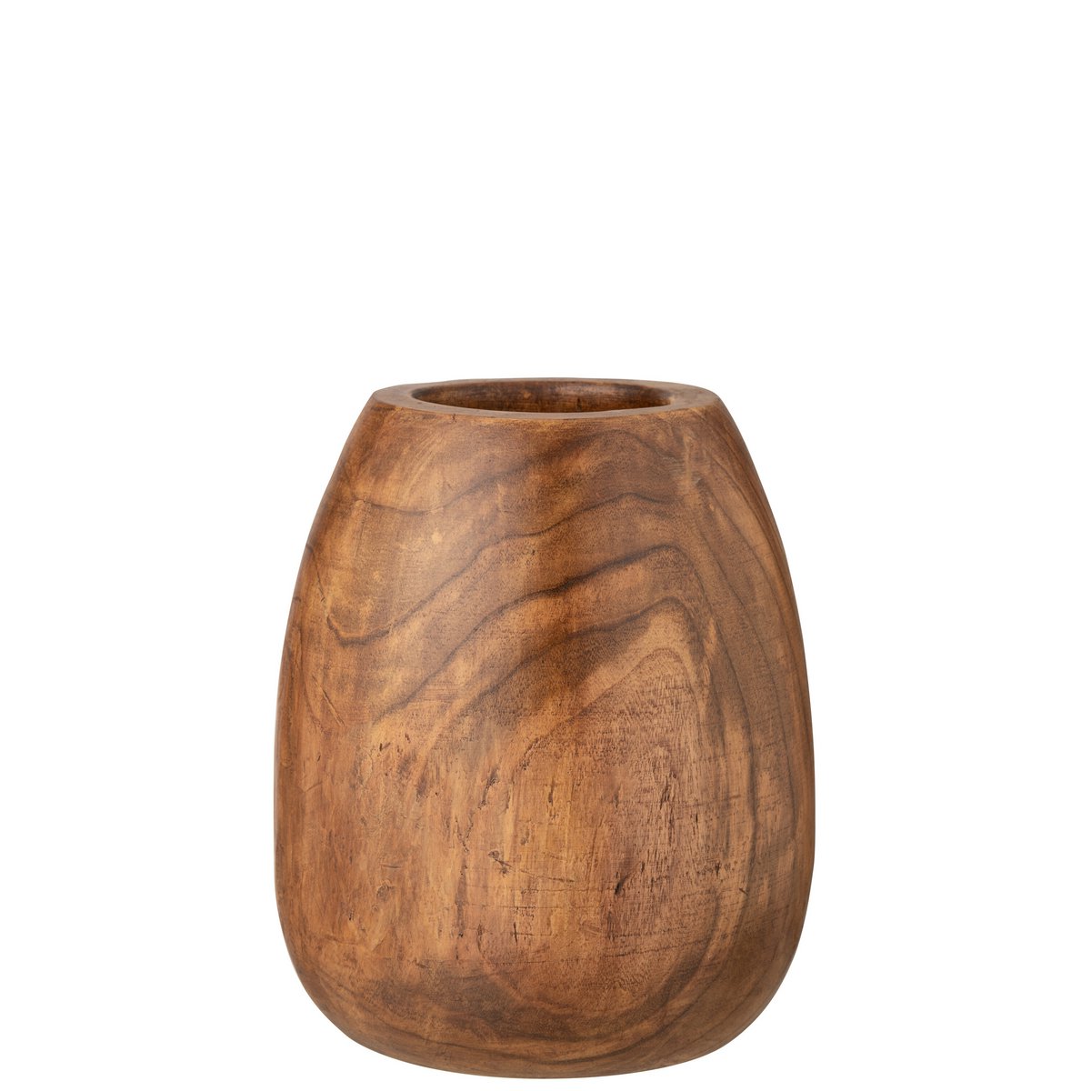 Pot de fleurs J-Line en bois de Paulownia marron, diamètre 32 cm, vue de face