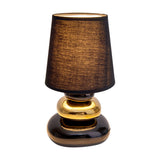 Lampe de table en céramique "Stoney", lampe de table en céramique et textile en noir, or, avec version E14, lampe de table pour salle à manger, salon, couloir ou bureau, ou comme lampe de chevet, 31 cm de haut