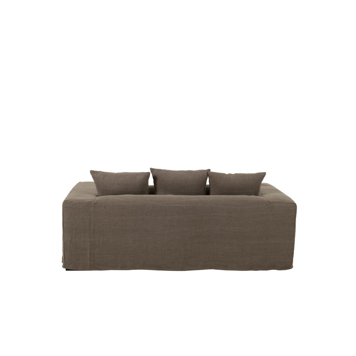 Couverture J-Line en lin taupe dans un salon moderne