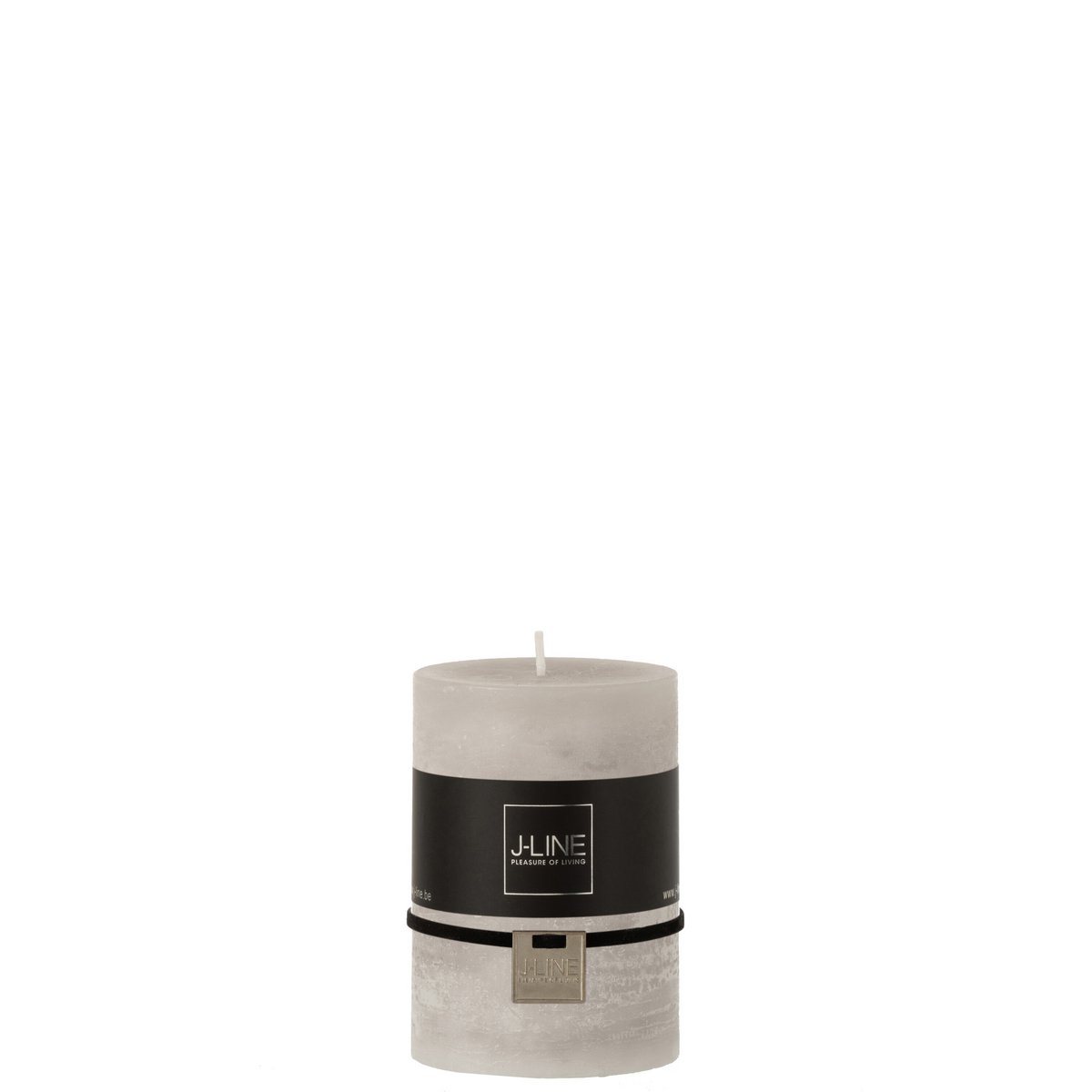 Bougie cylindrique J-Line gris clair, élégante et moderne, pour une ambiance chaleureuse.