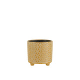 Pot de fleur J-Line en céramique ocre, vue latérale montrant le profil et la couleur