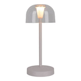 2 Set LED Battery Table Light "Gomba" pour l'extérieur et à l'intérieur, en métal et en plastique en blanc, 18,5 cm de haut