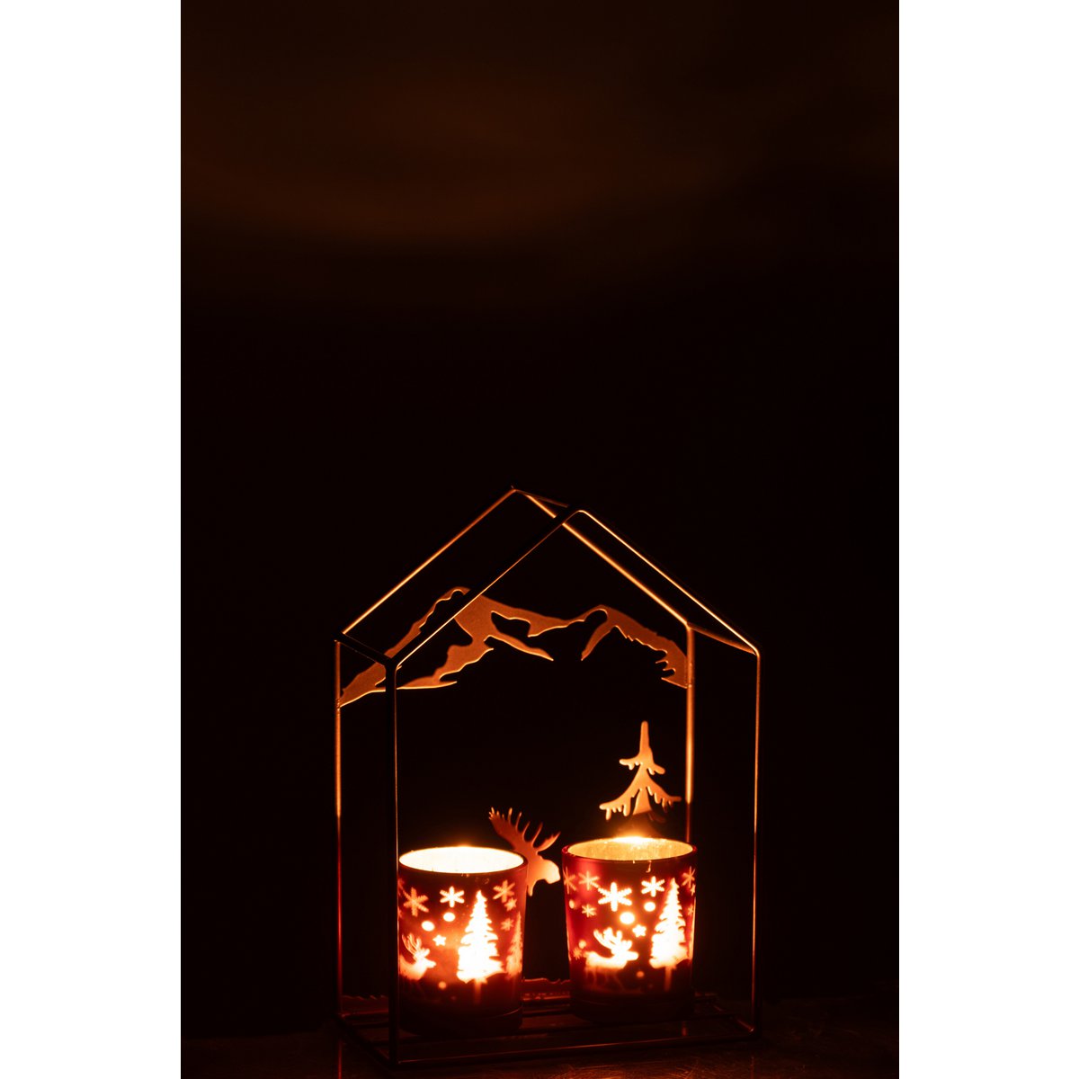 Photophore J-Line en fer marron - décoration de table