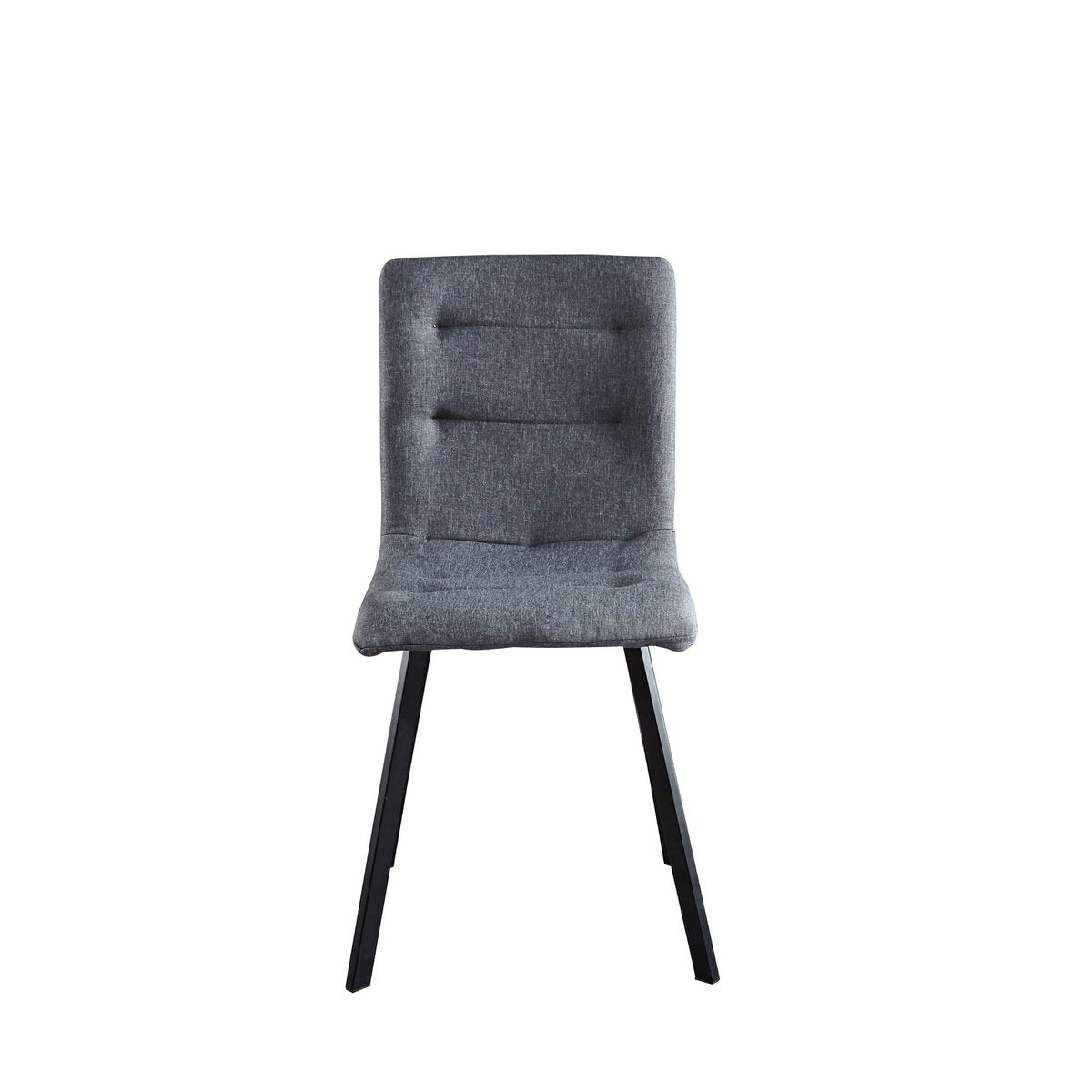 Chaise moderne noire avec cadre en acier, vue de face