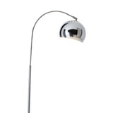 Lampe debout "style", lampadaire classique rétro avec un arc fait de métal de couleur chromée avec une prise E27, 146 cm de haut, idéal pour la salle à manger, le salon et le bureau.