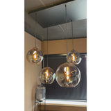 Lampe suspendue Verre Fumé 6 Lumières