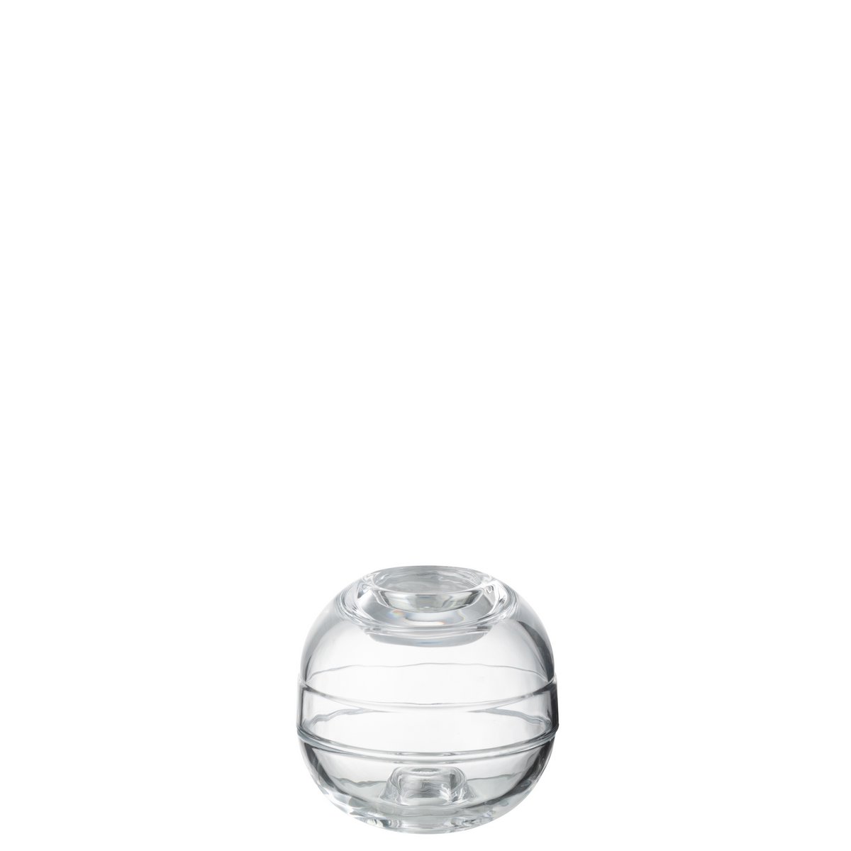 Bougeoir J-Line en verre transparent, sur une table décorée