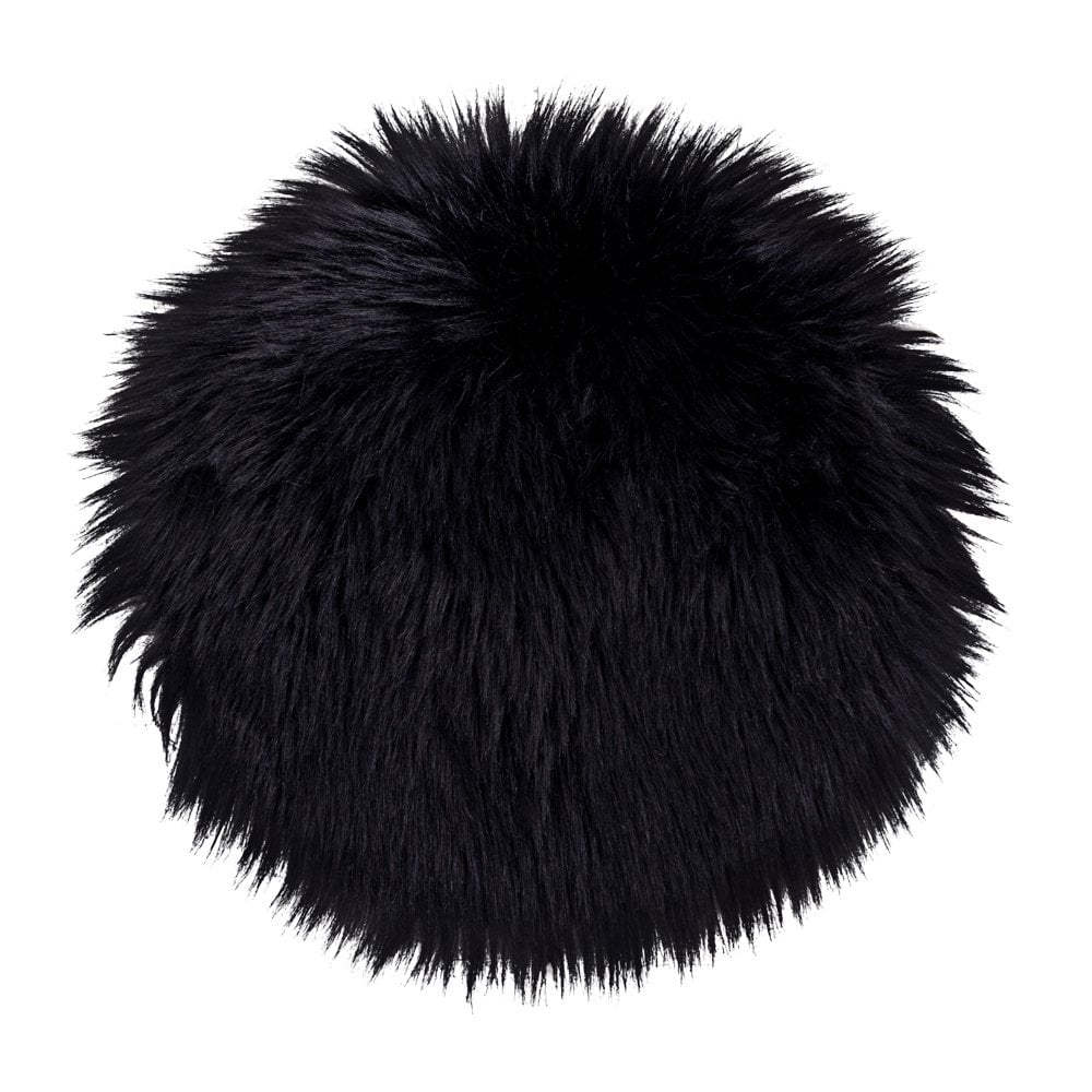 Coussin d'assise en peau d'agneau artificielle noir sur chaise