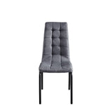 Chaise moderne en textile noir avec cadre en acier, vue de face