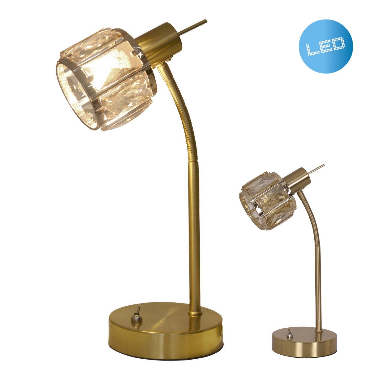 Lampe à table LED Josefa en or et verre, design élégant