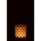 Lanterne J-Line en verre beige sur table - ambiance chaleureuse