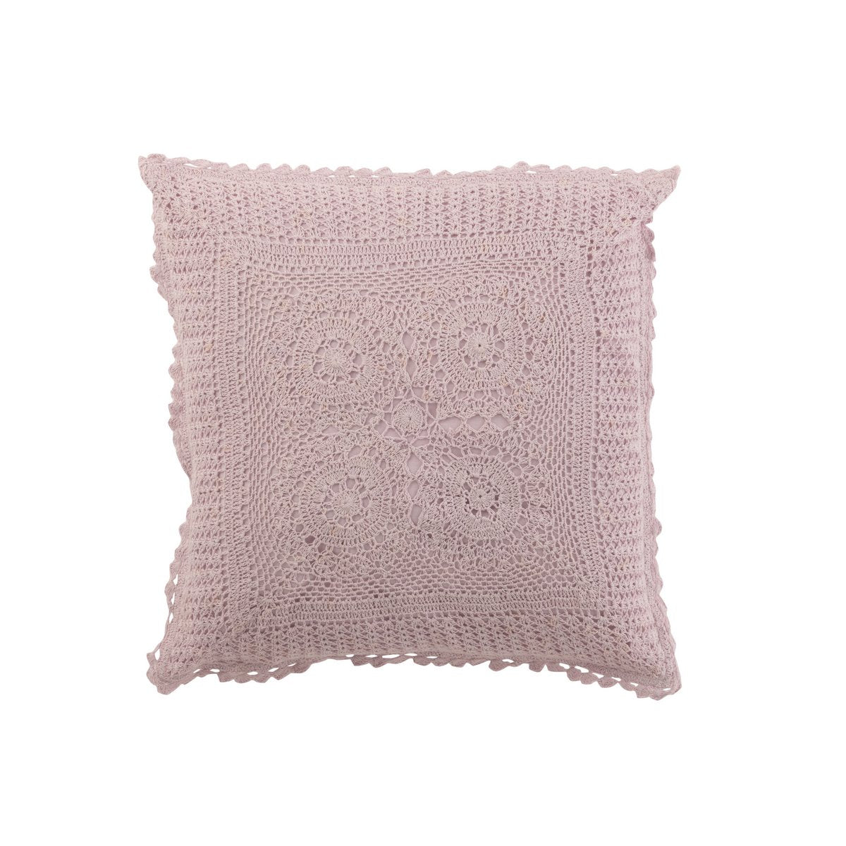 Coussin Square Lace en coton violet avec motifs élégants