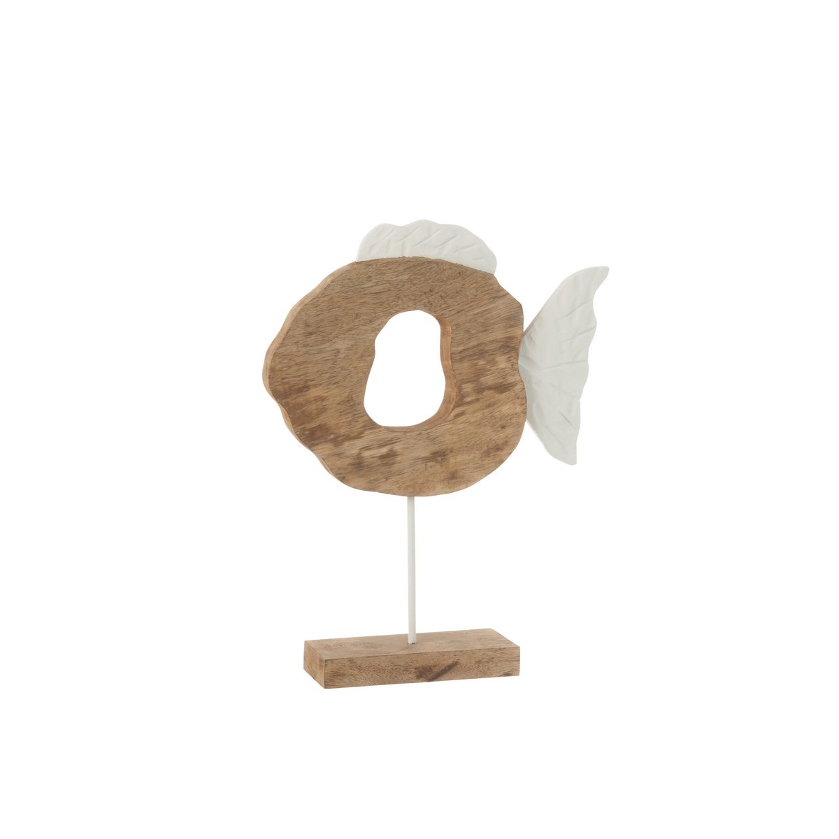Décoration Poisson J-Line en bois blanc et naturel, design élégant