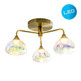 «Varna» à lampe à lampe LED, lampe à plafonnier en métal de couleur en laiton et en verre d'iris, avec des LED fermement intégrées, 42 cm de diamètre, un éclairage élégant pour le salon, la salle à manger ou le couloir