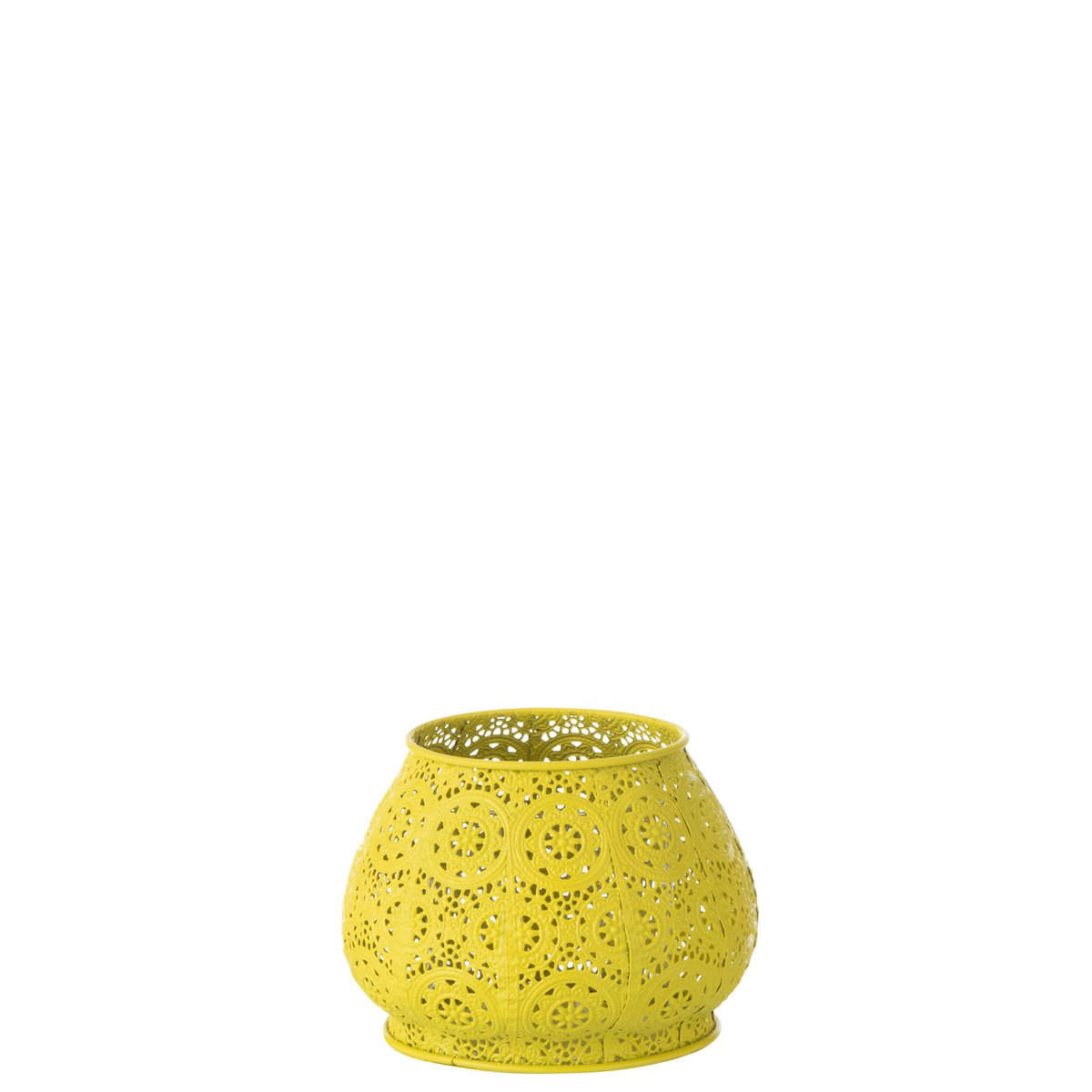 Photophore cylindrique J-Line en métal et verre jaune - vue de face