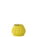 Photophore cylindrique J-Line en métal et verre jaune - vue de face