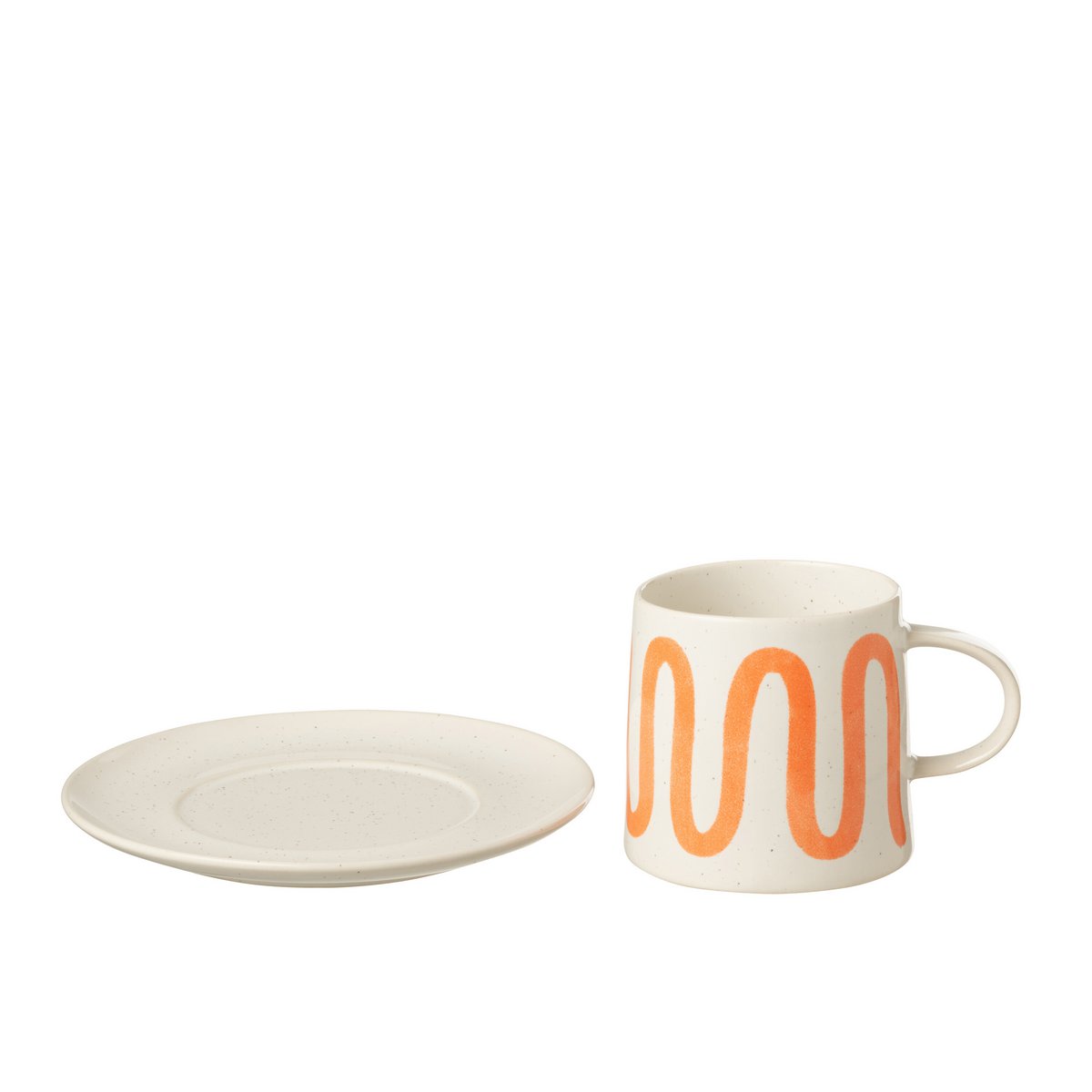 Mug J-Line Curve en porcelaine orange avec assiette assortie
