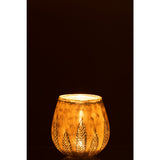 Bougeoir J-Line Leaf Round en verre argenté - détail du design