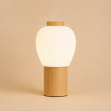 Lampe à poser en bois d'hévéa marron clair