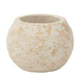 Pot de fleurs J-Line en ciment blanc, vue de face avec texture rustique