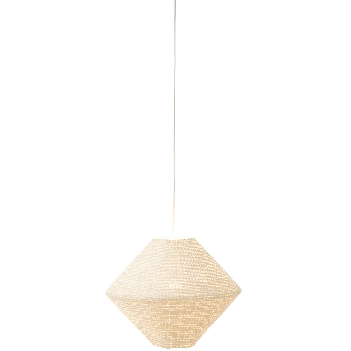 Lampe à suspension J-Line Ufo en raphia blanc, vue de face