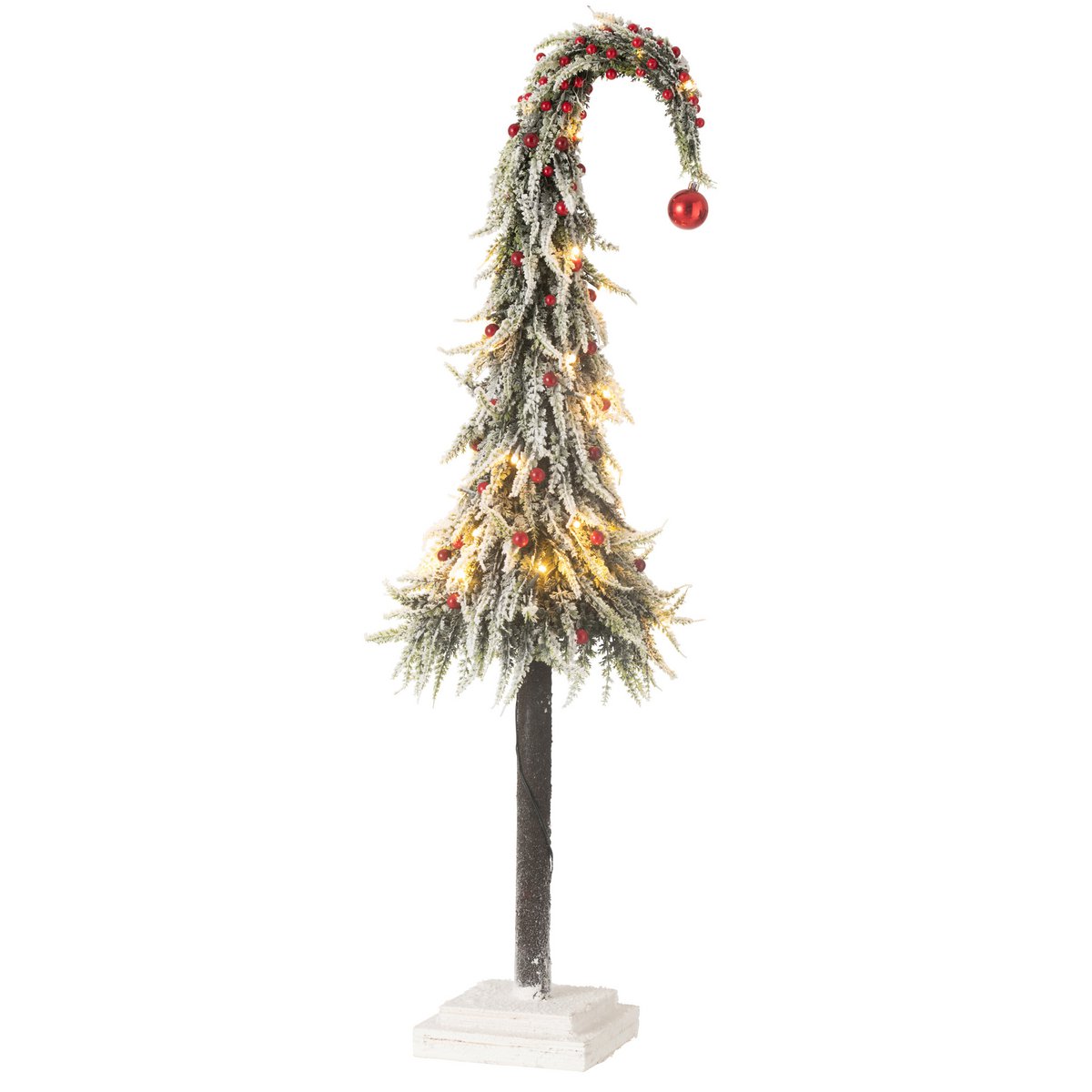 Chapeau de Sapin de Noël J-Line en plastique vert neige et rouge, vue de face