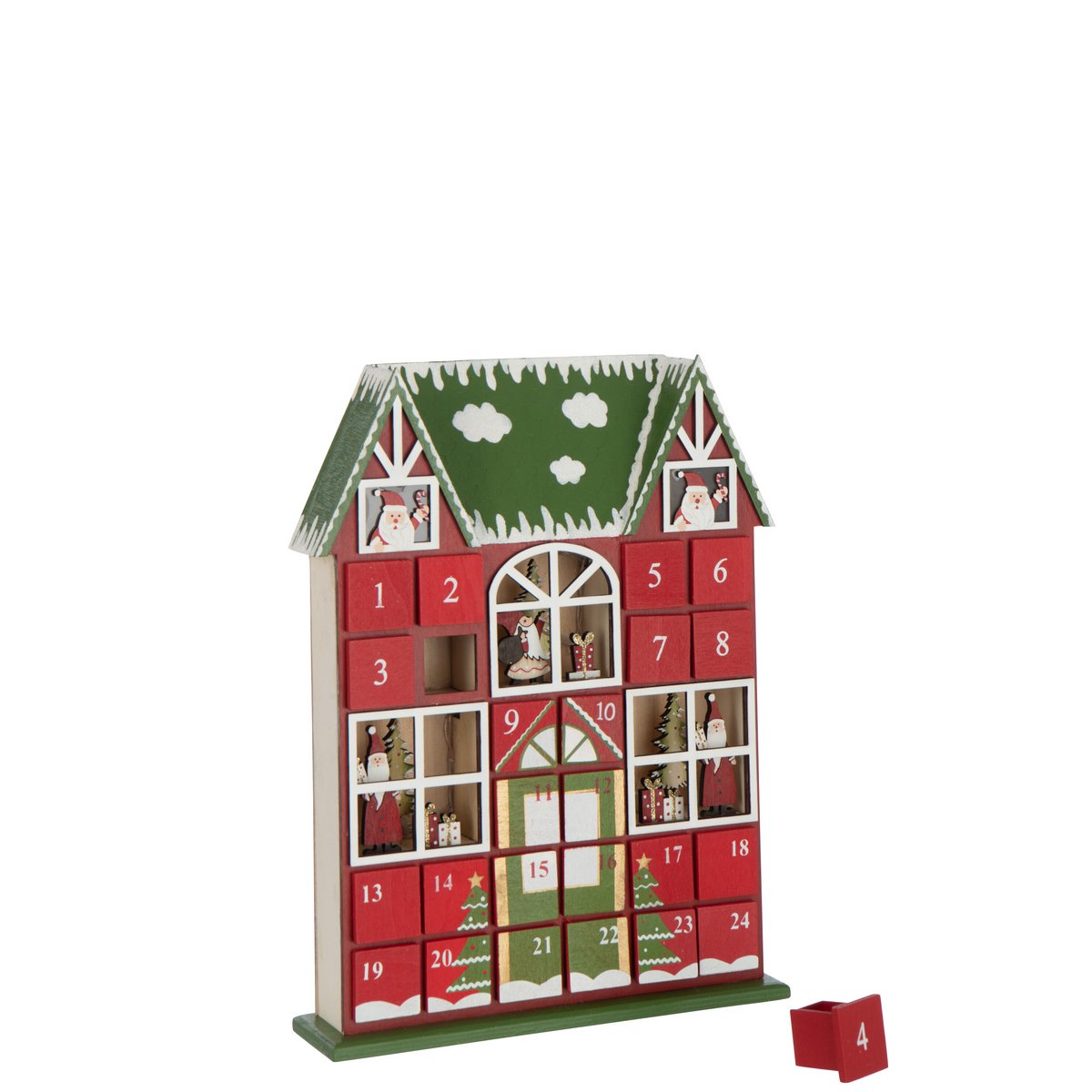 Vue latérale du Calendrier de l'Avent J-Line en bois