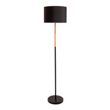 Lampe debout textile "Tessile", lampadaire en métal, arbre en caoutchouc et tissu en noir et nature, socket e27, 126 cm de haut