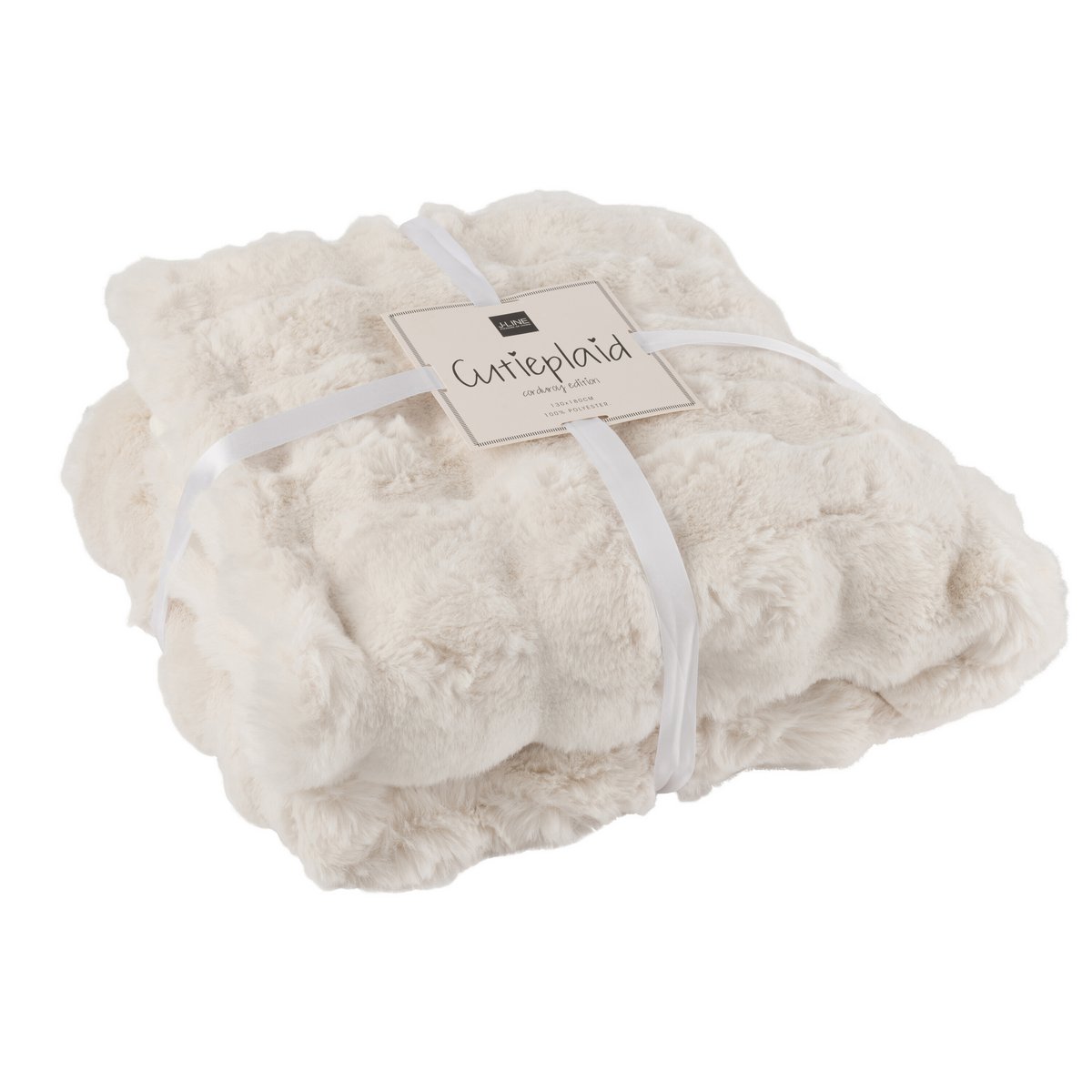 Plaid J-Line Wave en polyester blanc, vue d'ensemble