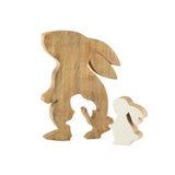 Figurine Rabbit Profile Silhouette J-Line en bois blanc et naturel, vue de face.