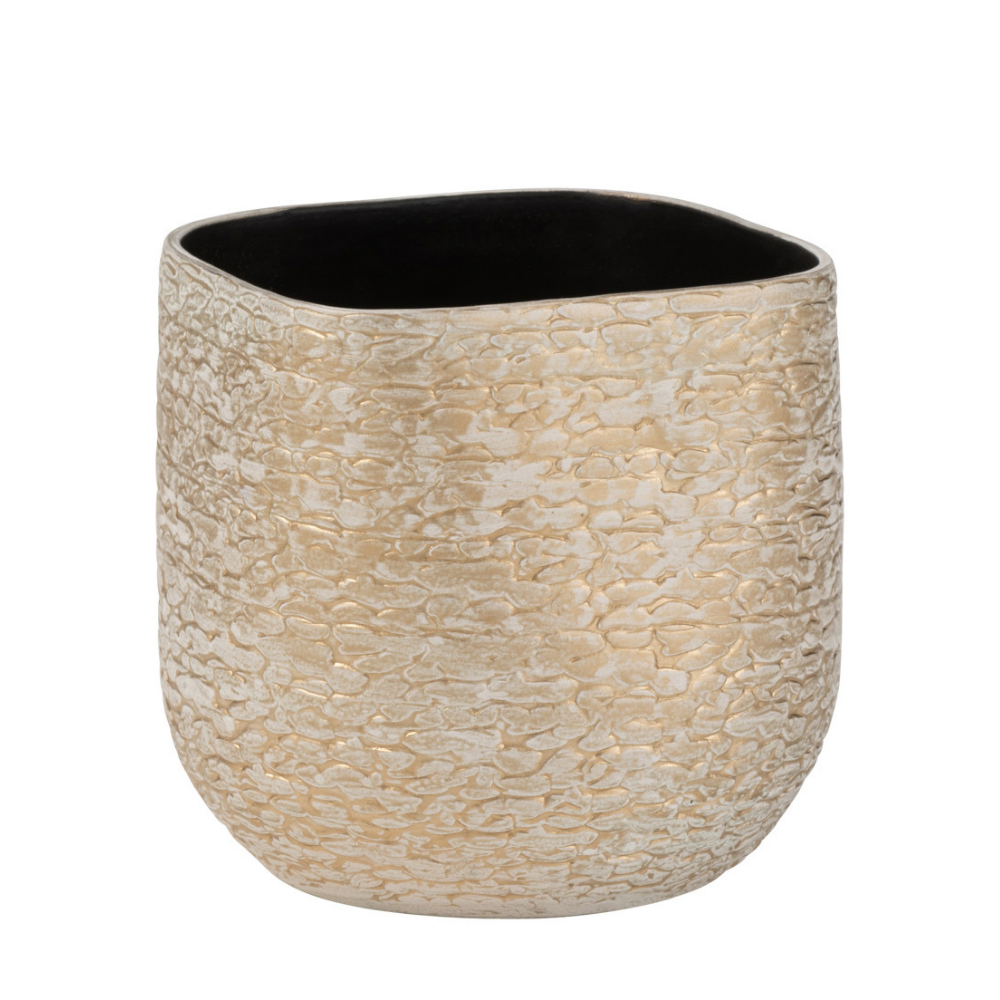 Pot de fleurs Audrey en céramique champagne, design moderne et élégant.
