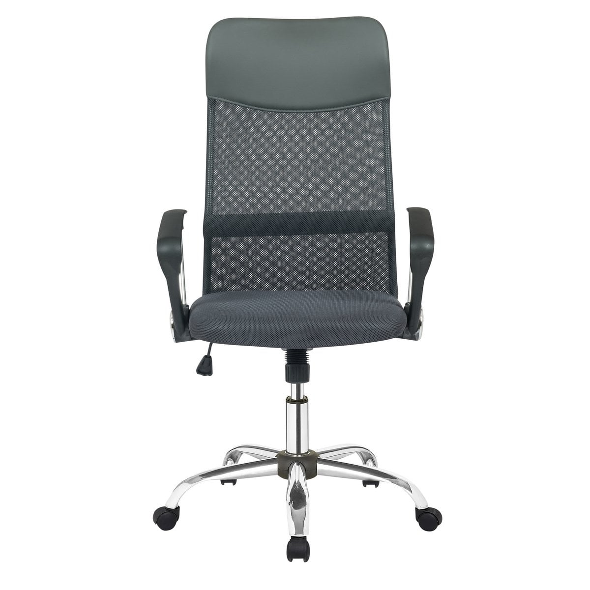 Chaise de bureau grise avec design moderne et ergonomique