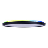 Le plafond LED "Carlo" avec RVB-Backlight, Ø de 29,3 cm, plafond classique moderne en plastique noir / blanc avec de nombreuses fonctions, par ex.