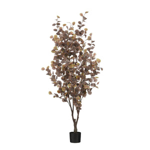 Plante artificielle Eucalyptus en bronze dans un pot noir, élégante et naturelle.