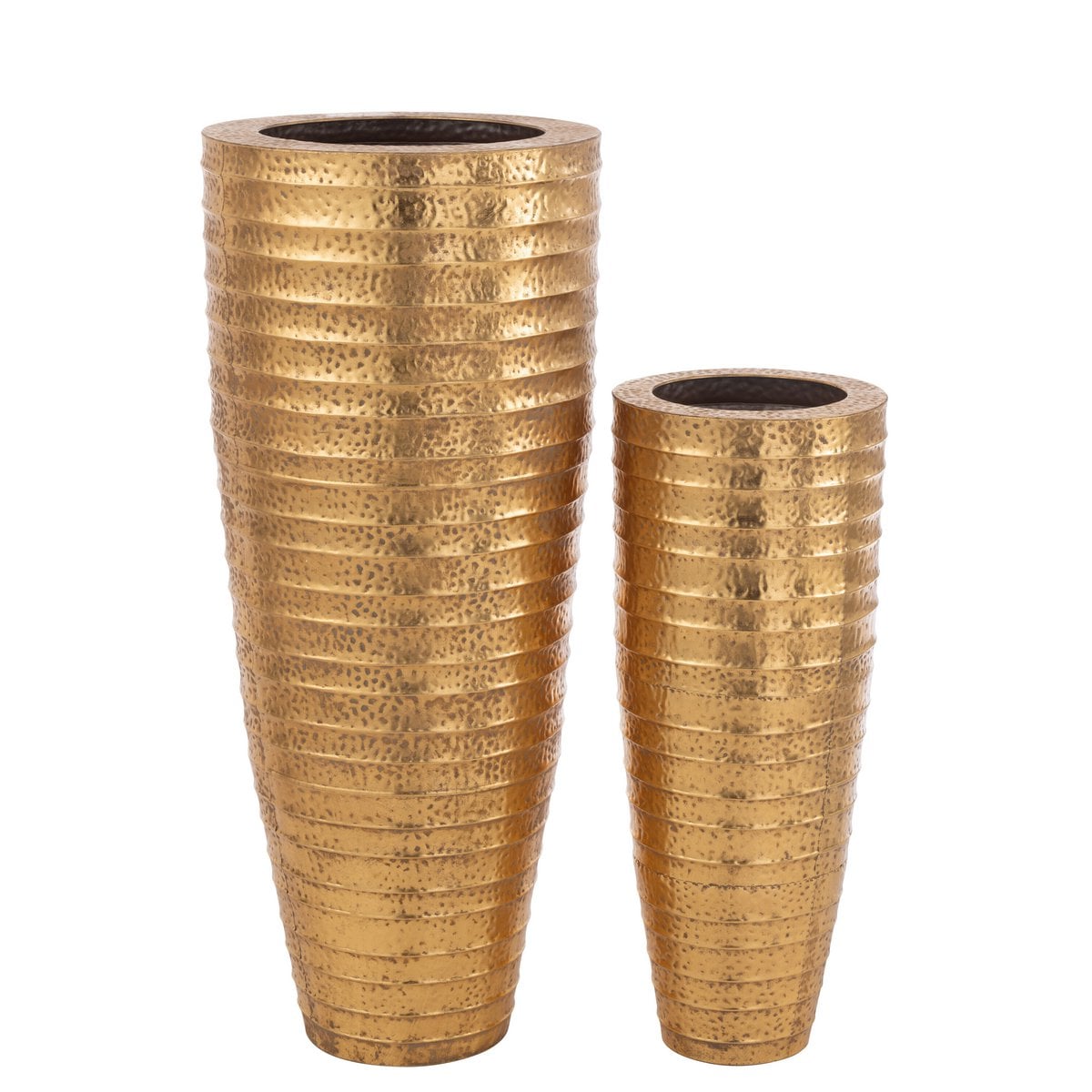 Vase Egypte J-Line en métal doré, vue de face, 122 cm de haut