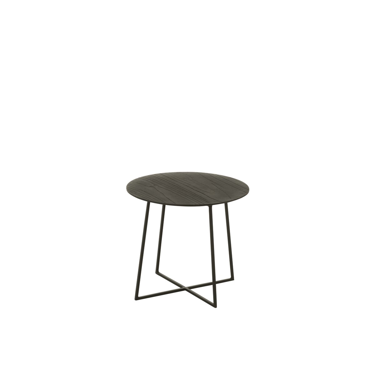Table basse J-Line en bois et métal noir, mise en scène