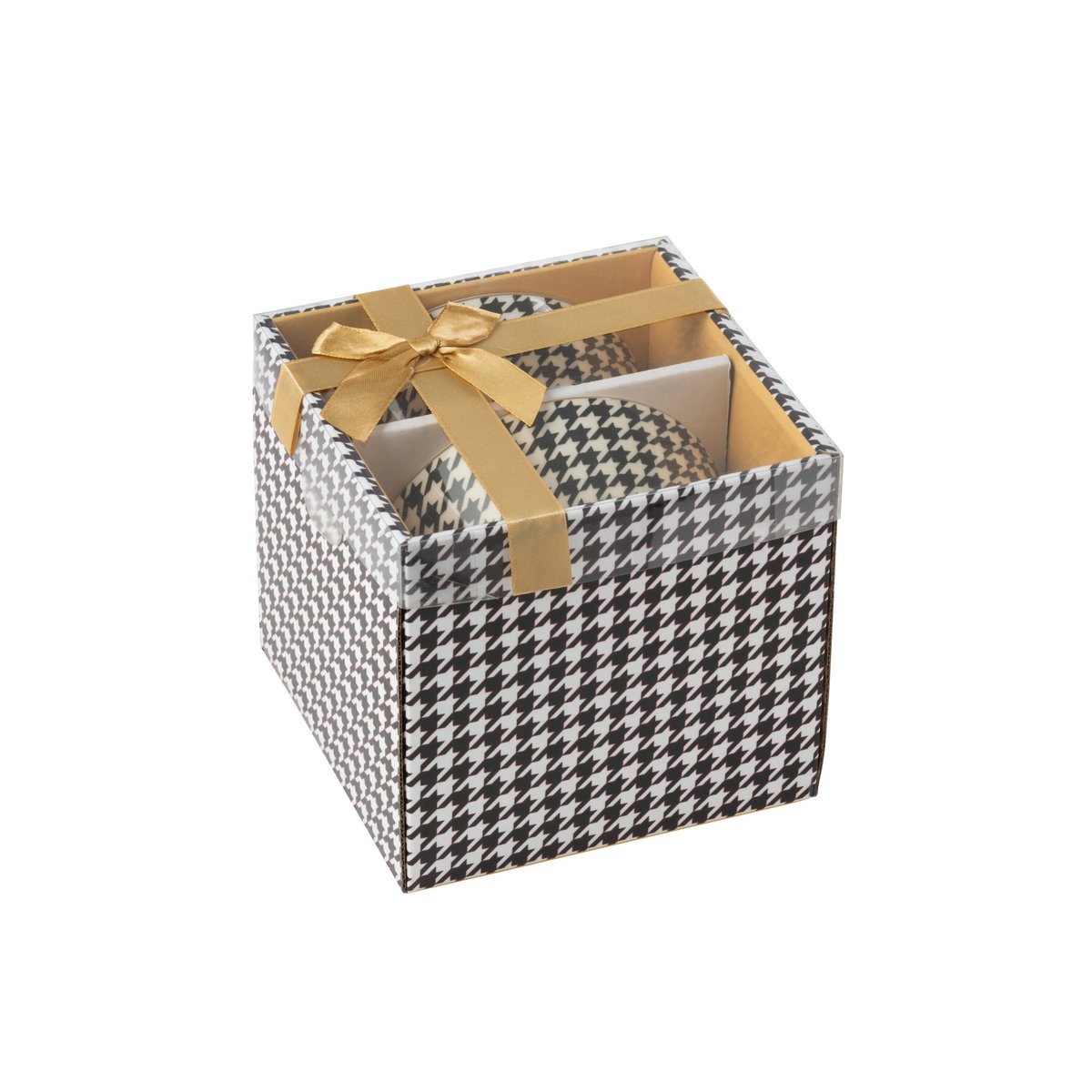 Bol Pied-De-Poule J-Line en porcelaine blanc et noir, vue de face